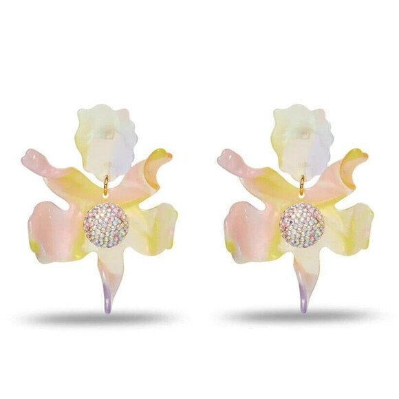 Brand New. $198 Lele Sadoughi Apricot Ombre Crystal Lily Earrings - Picture 1 of 10